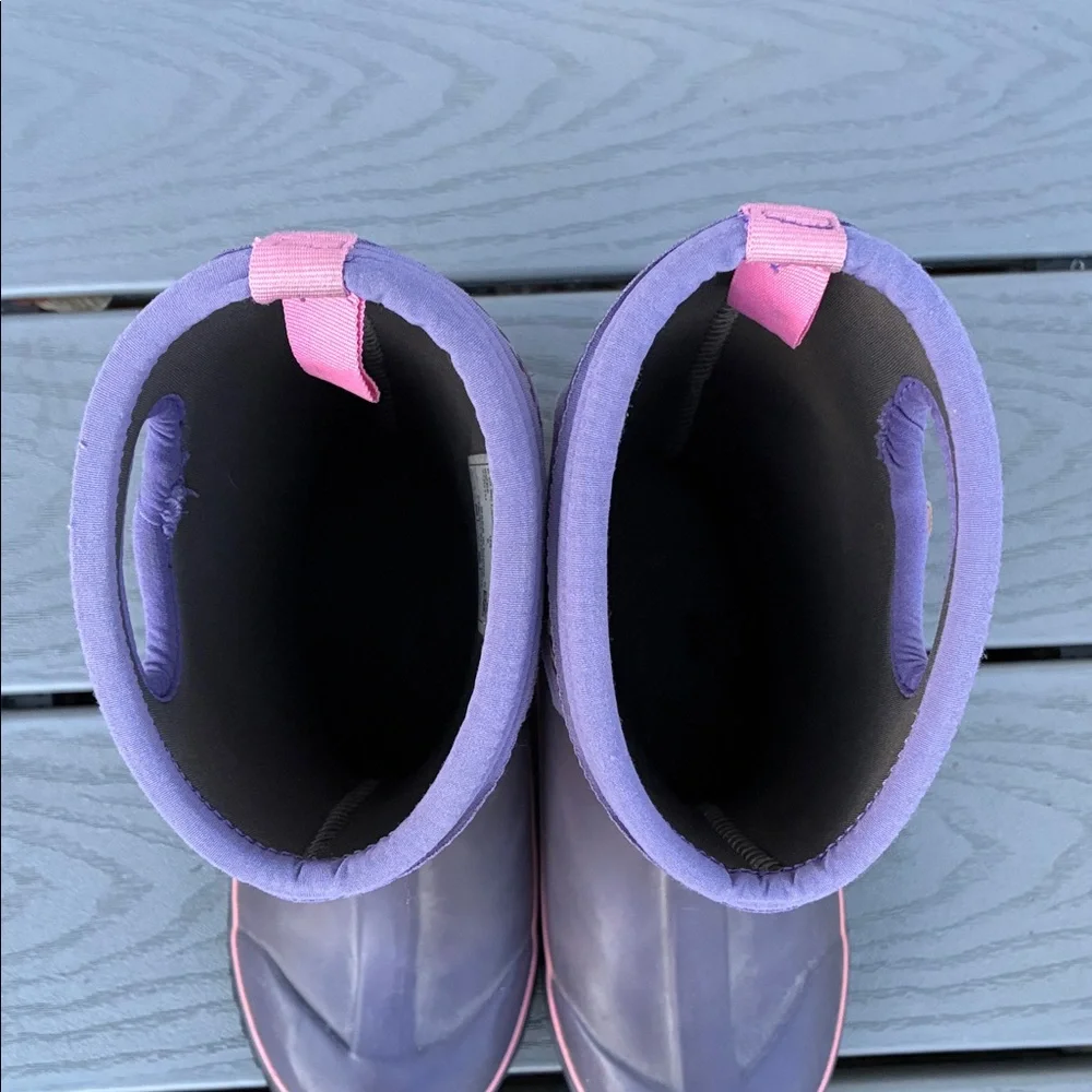 BOGS Youth Girl Classic II Rain Snow Boots Purple Leopard Print US Size  5/EU 38